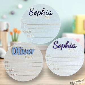 Personalized Wood Baby Name Announcement Sign: Birth Stat Sign