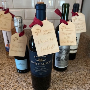 Bridal Shower Wine Label Milestones | Engagement Wooden Wine Tags | Marriage Milestones | Year of Firsts | Wine Basket Labels | Housewarming