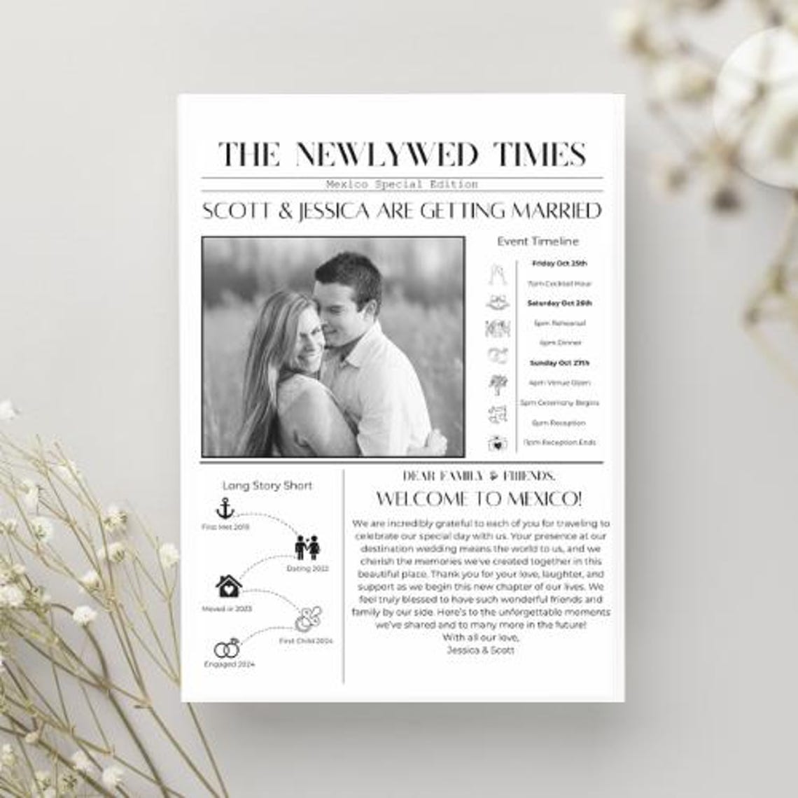 Destination Wedding Welcome Newsletter | Multiple Page Template - Etsy