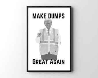 Donald Trump Poster | 2024 Campaign Decor | Garbage Truck