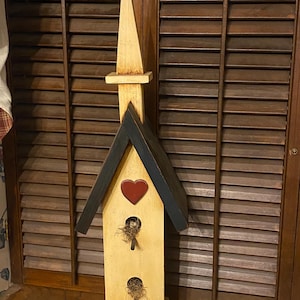 Wooden painted Church birdhouse.  Hand painted vintage.