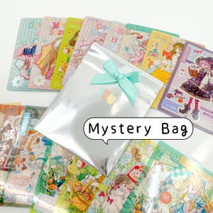 Tarjetas de arte coleccionables Kawaii + juego de pegatinas, bolsa misteriosa para álbumes de recortes, agendas y diarios de basura.