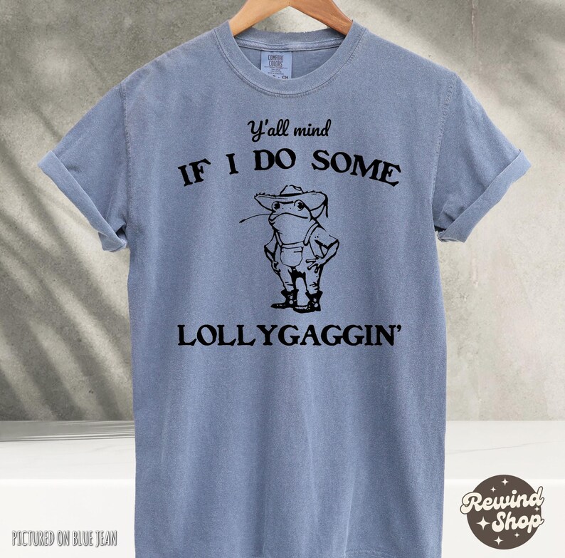 T-shirt, western Frog T-shirt, grappige kikker T-shirt, comfort kleuren shirt Blue Jean