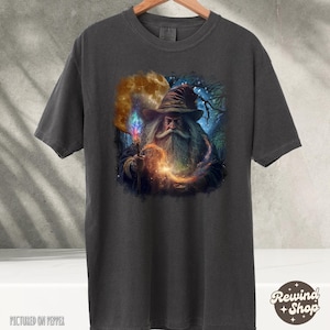 Vintage Wizard TShirt, Fantasy Tshirt, Goth Wizard Moon Spell Shirt, Alpha Wizard Nostalgia Shirt, Vintage Distressed Magic Shirt, Witch