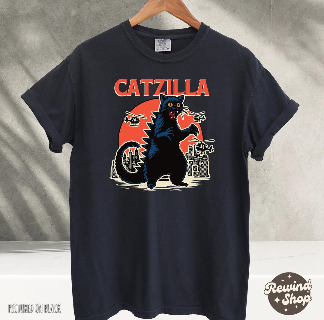 Catzilla Comfort Colors Shirt, Cat Funny Shirt, Cat Parody Shirt ...