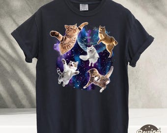 Camiseta Galaxy Cats Space, camiseta vintage dos anos 90, camiseta retrô com meme de gato, camiseta engraçada com meme de gato, camiseta para amantes de gatinhos, cores confortáveis