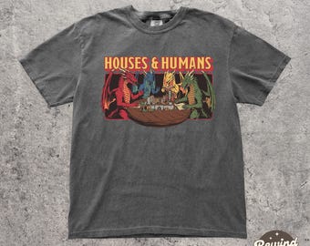Houses and Humans D&D T Shirt, Dungeons and Dragons Gift Shirt, Vintage Retro 90s Joke D and D T-shirt