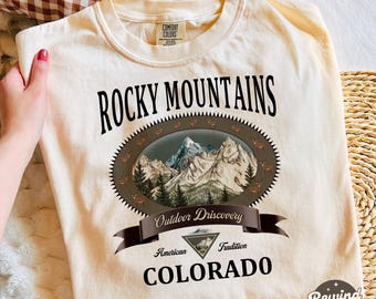Vintage Rocky Mountains Graphic Tee, National Park Shirt, Colorado T-Shirt, Outdoor Hiking Comfort Colors® Top