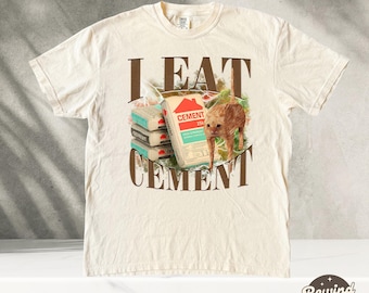 Losgeslagen ik eet cement tshirt, grappige kat comfort kleuren shirt, meme vintage shirt, cadeau voor man, domme geschenken, lelijke shirts, losgeslagen shirt