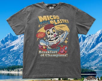 Silly Micro Plastics Breakfast Graphic Tee, Skeleton Meme Microplastic Comfort Colors Shirt, Weird Shirts