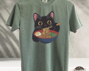 Comfort Colors® Ramen Cat TShirt, Cat Lover Shirt, Kawaii Tees, Anime Cat Shirt, Japanese Shirt, Foodies Shirt, Kitty Tee