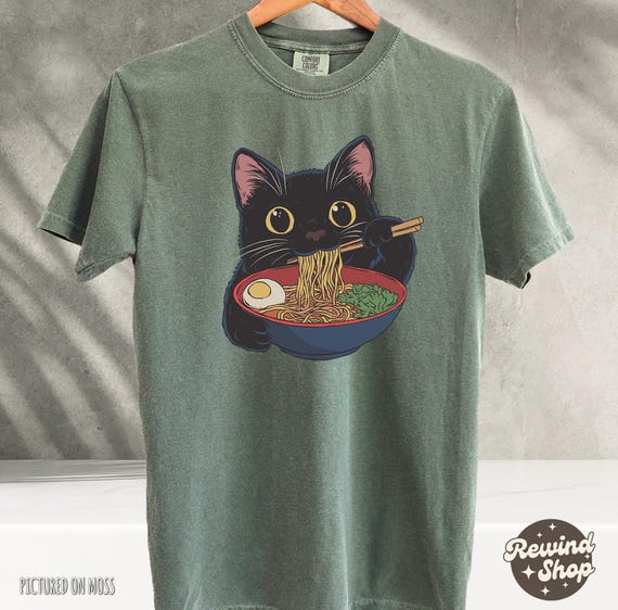 Comfort Colors® Ramen Cat TShirt, Cat Lover Shirt, Kawaii Tees, Anime Cat Shirt, Japanese Shirt, Foodies Shirt, Kitty Tee