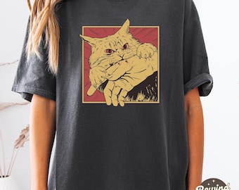Vintage Cat Bite Shirt, Japanese Horror Anime TShirt, Retro Graphic Tee, Horror Cat Shirt, Cats Crazy Shirts Cool Graphic Unisex T Shirts