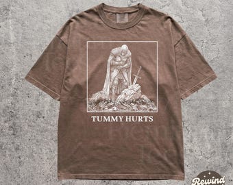 Tummy Hurts Knight Comfort Colors Shirt - Funny Medieval Fantasy T-Shirt - Dark Fantasy DND Shirt