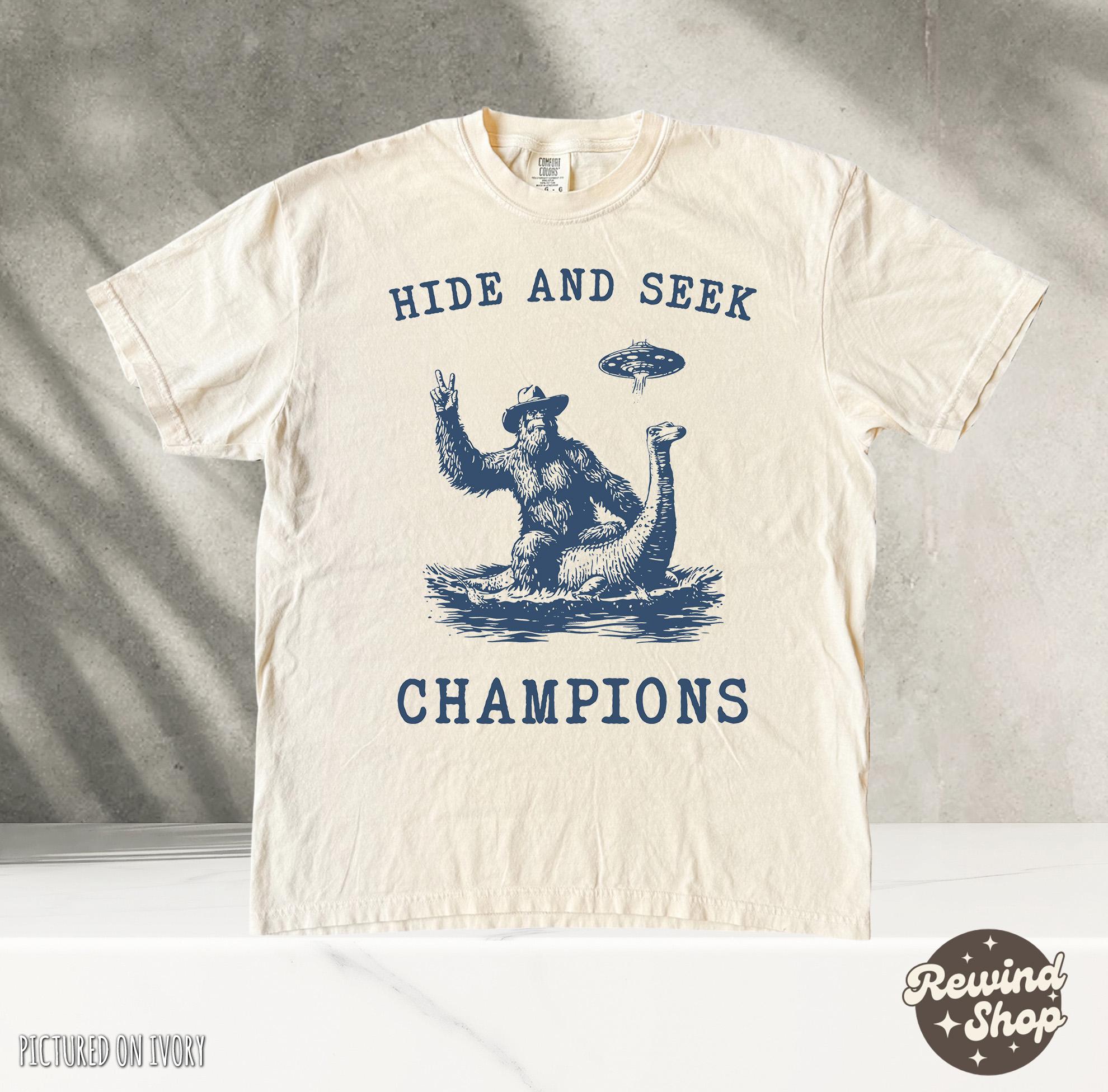 Comfort Colors® Hide and Seek Champion TShirt, Funny Bigfoot Sasquatch Shirt, Bigfoot Gifts, Bigfoot Shirt