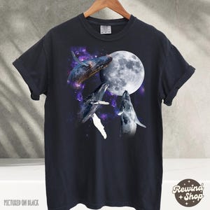 Whale and Moon Vintage Graphic T-shirts, Retro Whale Shirt, Shark Ocean Lovers, Funny Graphic Tee, Comfort Colors Tshirt, Weirdcore Shirt