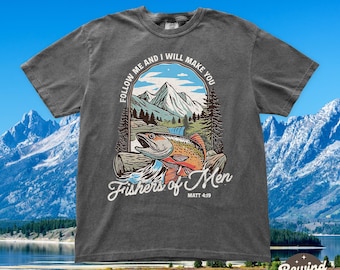 イエス・クリスチャンシャツ、フィッシャーズ・オブ・メン コンフォートカラーTシャツ、フェイスシャツ、フィッシングTシャツ