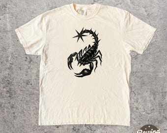 Y2K Scorpion Comfort Colors Shirt, Grunge alt Clothing, y2k Tattoo Faded Streetwear Tee