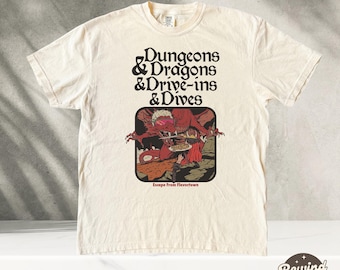 Vintage Dungeon Dragon Dive ins and Dives - Ivory Comfort Colors Graphic TShirt - Triple D Guy fieri Tshirt