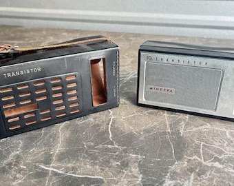 Vintage Minerva 10 Transistor AM Radio w/ Leather Case Portable MCM -rj
