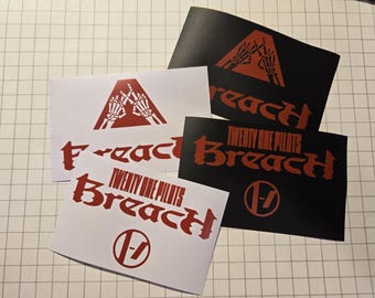 Twenty One Pilots Breach era inspired vinyl stickers, vinyl stickers, self adhesive, waterproof, weather resistant, decals, TØP stickers