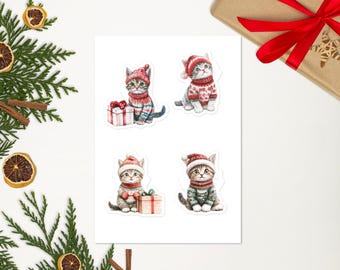 Sticker sheet, Christmas stickers, Kitty Christmas stickers, Cat Christmas stickers, kitty stickers, Christmas stickers, Stickers, kitty