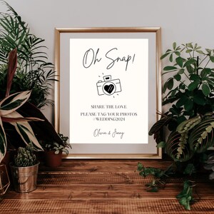 Modern Oh Snap Sign, Wedding Hashtag Sign, Instant Download, Template, Minimalist Wedding, Printable Snapchat Sign, Editable, Party Sign