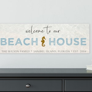 Welcome To Our Beach House Personalized Wall Art