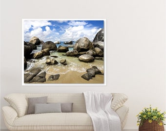 The Baths Virgin Gorda, Coastal Beach Wall Art, Ocean Art Living Room Prints or Canvas