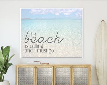 Beach Art Print, Inspirational Typography Home Decor