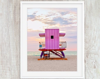 Pink #3 Art Deco Miami Lifeguard Stand, South Beach Lifeguad Tower Wall Art Photography Prints