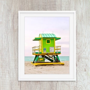 Green #2 Art Deco Miami Beach Lifeguard Stand, Wall Decor Photography Prints
