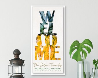 Custom Canvas Pineapple Welcome Sign Housewarming GIft