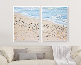 Set of 2 Sanibel Shoreline Art Prints or Canvases, Beach Wall Art Home Decor