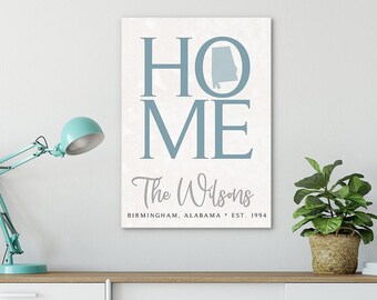Custom Home Welcome Sign With State, Personalized Wall Canvas Prints