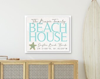 Personalized Beach House Canvas Wall Art