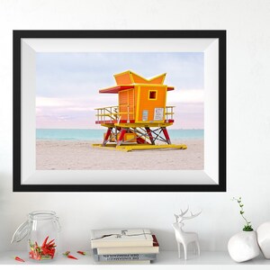 Orange 1 Lifeguard Stand Miami Beach, Coastal Wall Art Photography Prints image 3