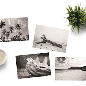 Lot de 4 cartes postales de plage, tirages d'art côtiers, lot de 4