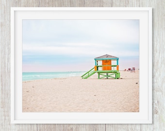 Orange & Green #3 Lifeguard Stand Miami Beach, Art Deco Lifeguard Towers Florida Photography