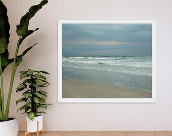 Stormy Shoreline, Tropical Beach Wall Art Print or Canvas, Coastal Home Decor