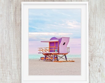 Pink #6 Art Deco Miami Beach Lifeguard Tower, Coastal Photography Wall Art Prints