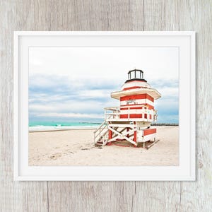 Lighthouse #1 Lifeguard Stand Miami Beach, Art Deco Coastal Lifeguard Tower Wall Art Print