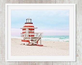 Lighthouse #4 Miami Beach Lifeguard Stand, Coastal Wall Art Photography Prints