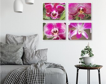 Botanical Gallery Wall Decor Set, Orchid Art Prints, Set of 4
