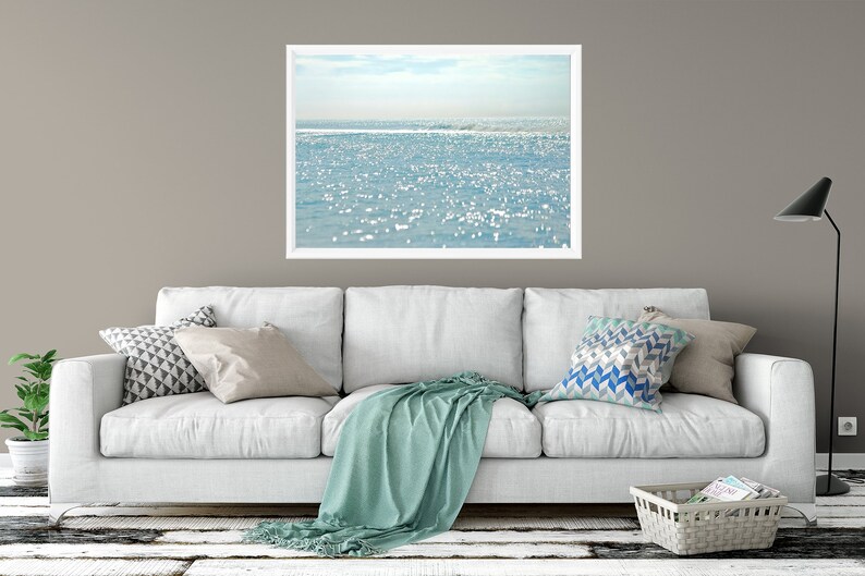 Turquoise Blue Beach Wall Art Abstract Coastal Decor Etsy