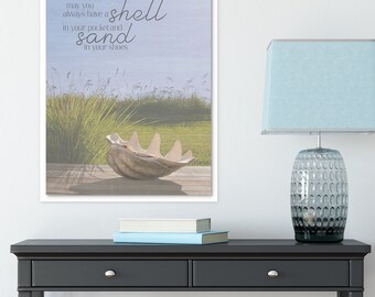 Coastal Home Decor, Inspirational Typography Ocean Art, Shell In Your Pocket