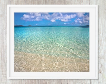 Aqua Turquoise Coastal Beach Wall Art Decor, Canvas Ocean Art Print