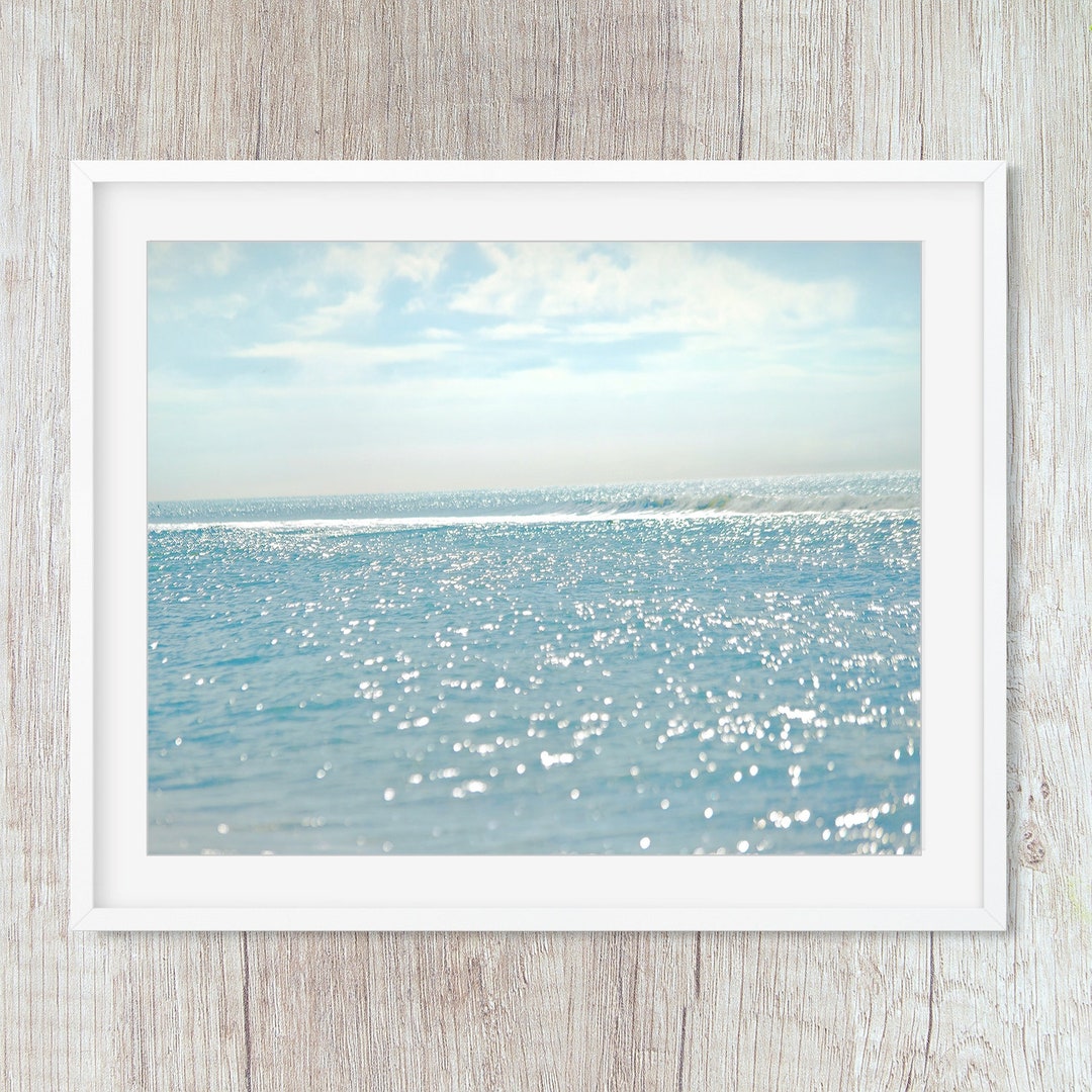 Turquoise Blue Beach Wall Art Abstract Coastal Decor Etsy