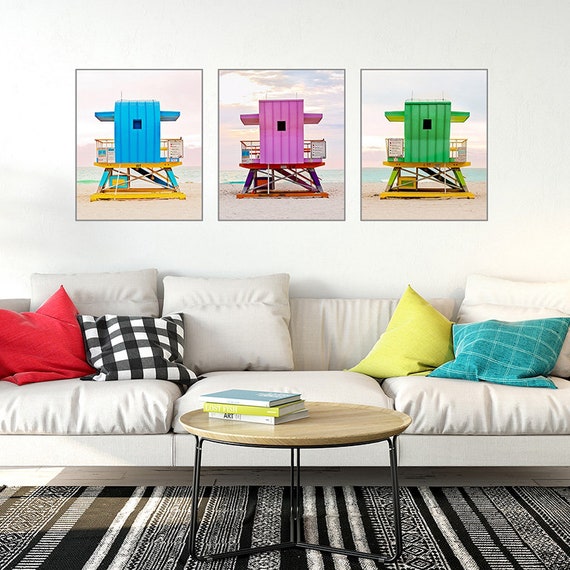 Art Deco Miami Beach Hut Print Set Lifeguard Tower Living Room Wall Art Beach House Decor Blue Green Pink Beach Wall Art Set Of 3 Prints Art Deco Miami Beach Hut Print Set Lifeguard Tower Living Room Wall Art Beach House Decor Blue Green Pink Beach Wall Art Set Of 3 Prints