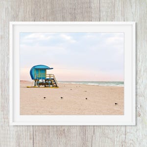 Blue #4 Art Deco Beach Hut Lifeguard Stand, Miami Beach Lifeguard Tower Coastal WalL Decor Photography Prints